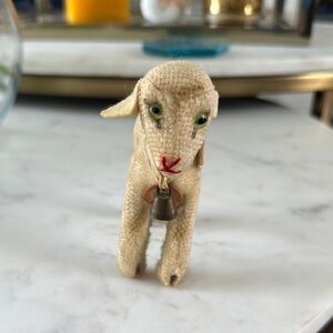 Vintage Steiff “Lamby”Wool Sheep Figurine with Bell
4”
Mohair/worn